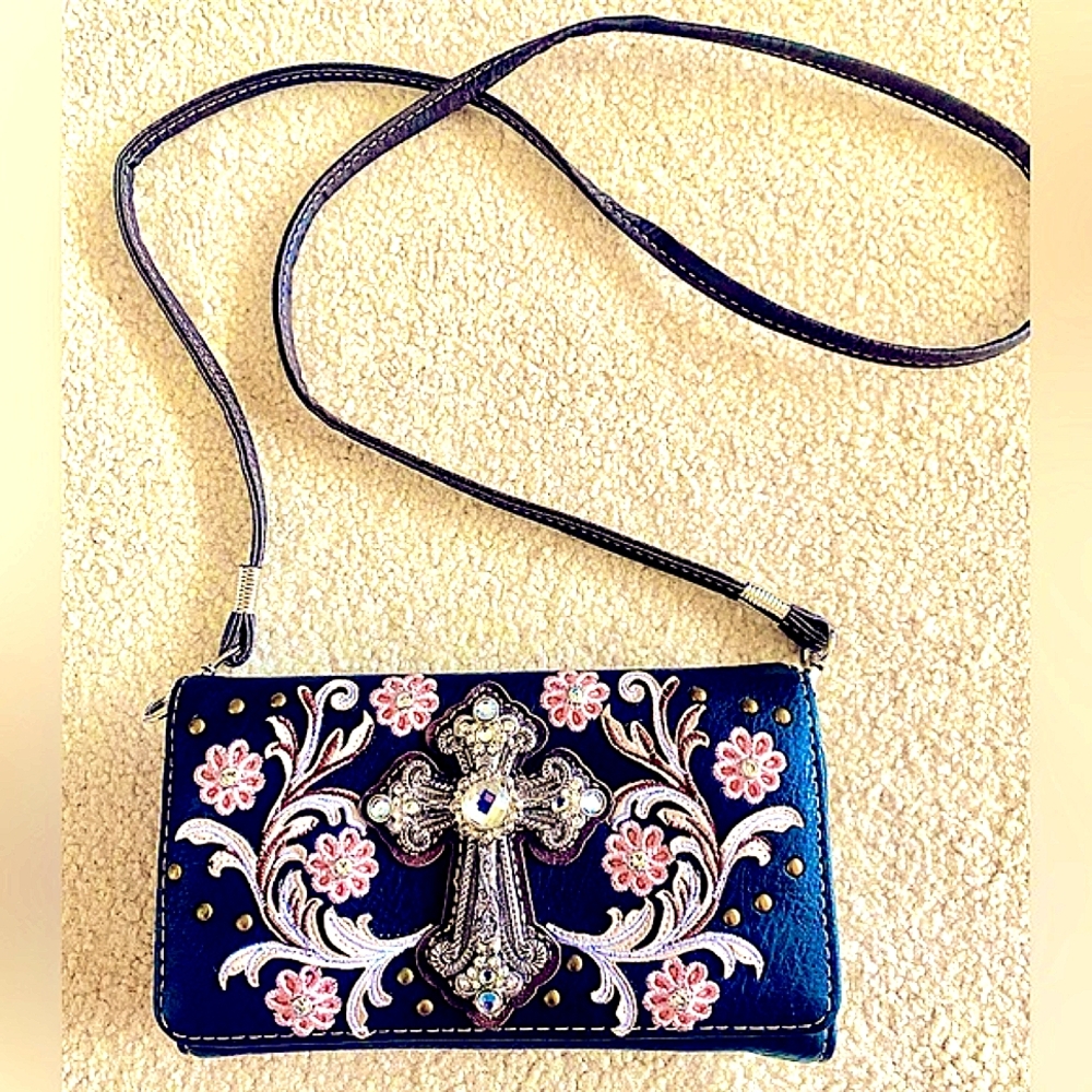 Unique Floral/cross small shoulder bag